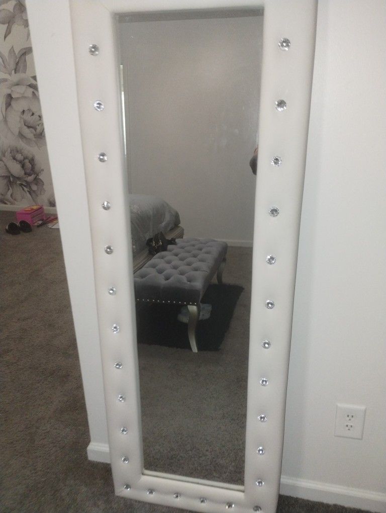 Cream With Studs Floor Mirror