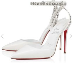 Christian Louboutin White Heels – Signature Red Soles – IT 40 / US 11