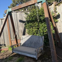 Teak Swing + Cushion + Redwood Frame