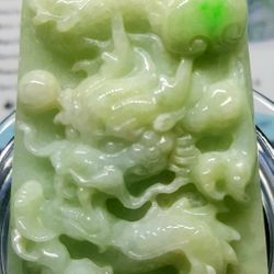 Burmese type A jade Jadeite pendant Sky Dragon. Certified.