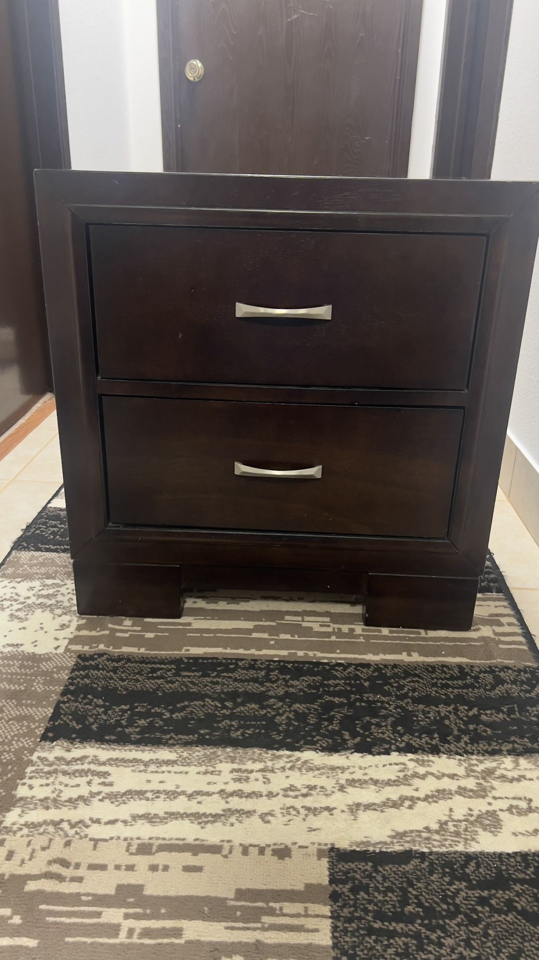 Dark Wood 2-drawer Nightstand - Sturdy, Great Condition