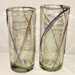 MEXICAN HANDBLOWN ART DECO ICED LEMONADE DRINKING GLASSES SET OF 2 $10
Pick up Mckinney 