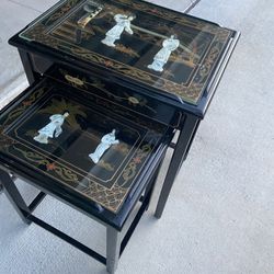 Oriental furniture - Black Lacquer Nesting Table