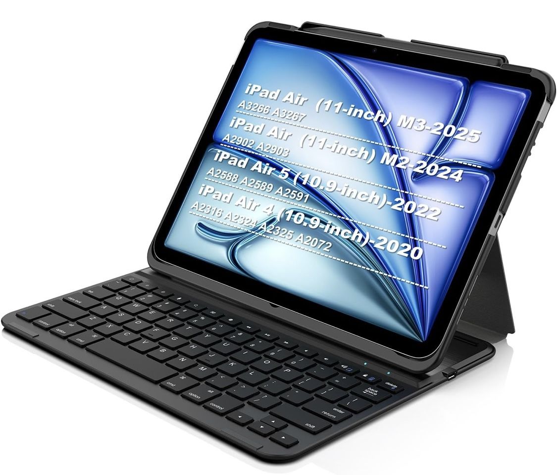 New iPad Air M3, 4th, 5th Bluetooth keyboard case