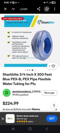PEX-B Water Pipe Tube 3/4” 300ft Blue
