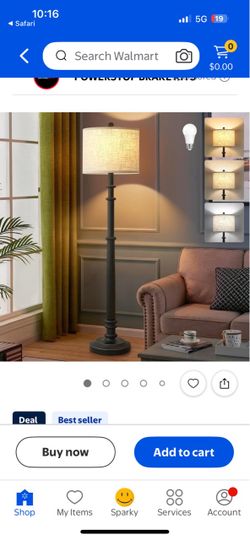 Black Floor Lamp with Drum Shade