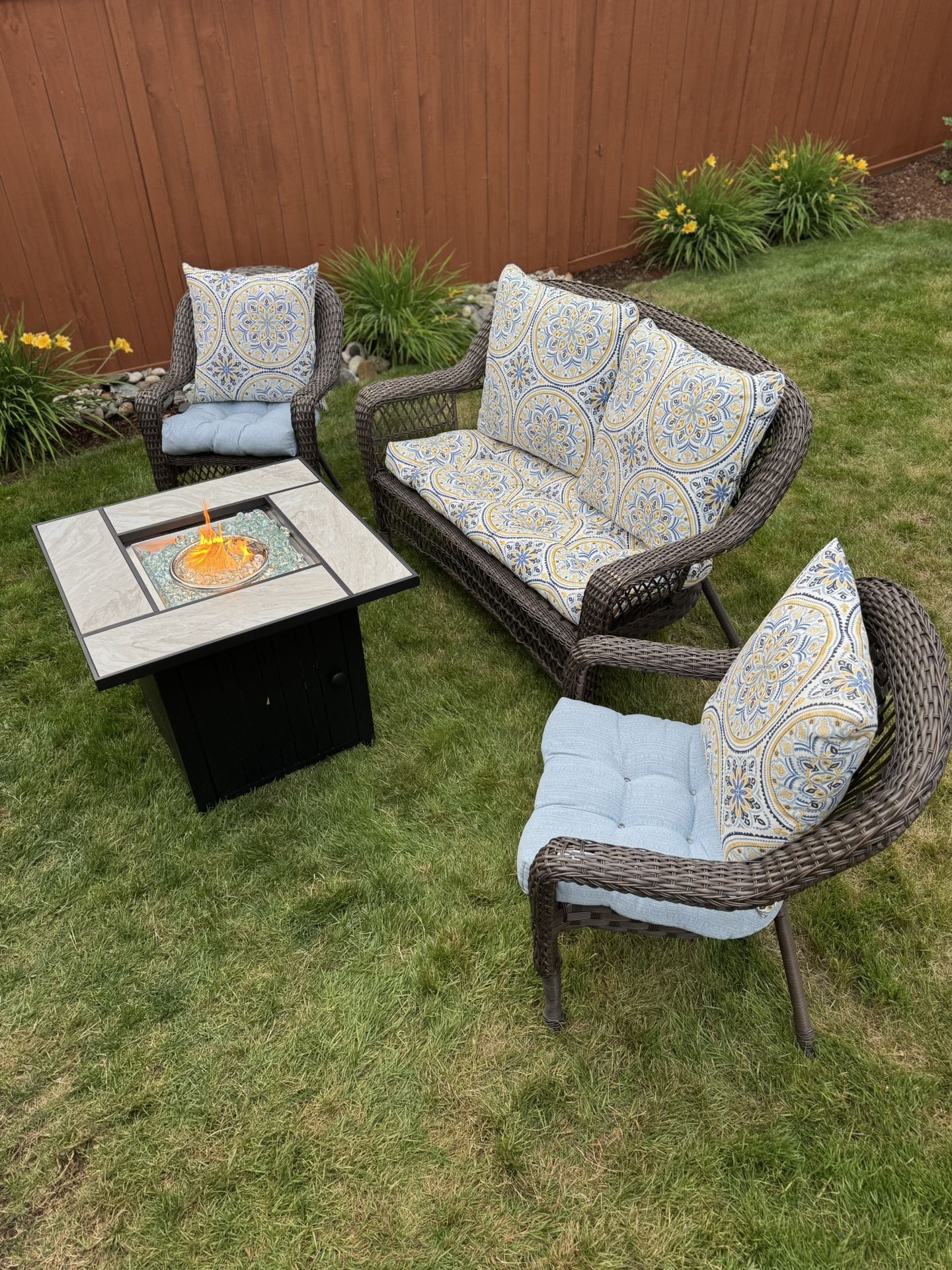 Patio Furniture Set and Firepit