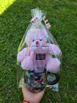 Mother's Day Gift Arrangement Bath & Body Works Travel Size Body Cream, Mug, & Teddy Bear