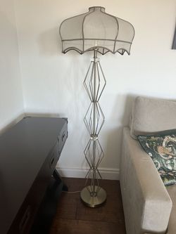Brushed Gold Floor Lamp With Custom Fabric Shade