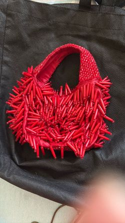 Red Beaded Clutch