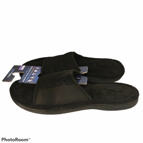 Therapedic Memory Foam Slippers Men’s Black Size XL 12-13 Easy Care NWT. New with Tag
