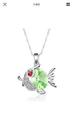 Fashion jewelry green crystal cute fat fish chart pendant