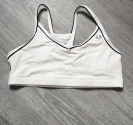 Champion Sports Bra Womens Large White Black Racerback Logo Athletic Bralette