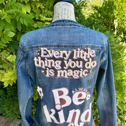 Women's Jean Jacket "Every little thing you do is magic"Lola Jeans-Medium