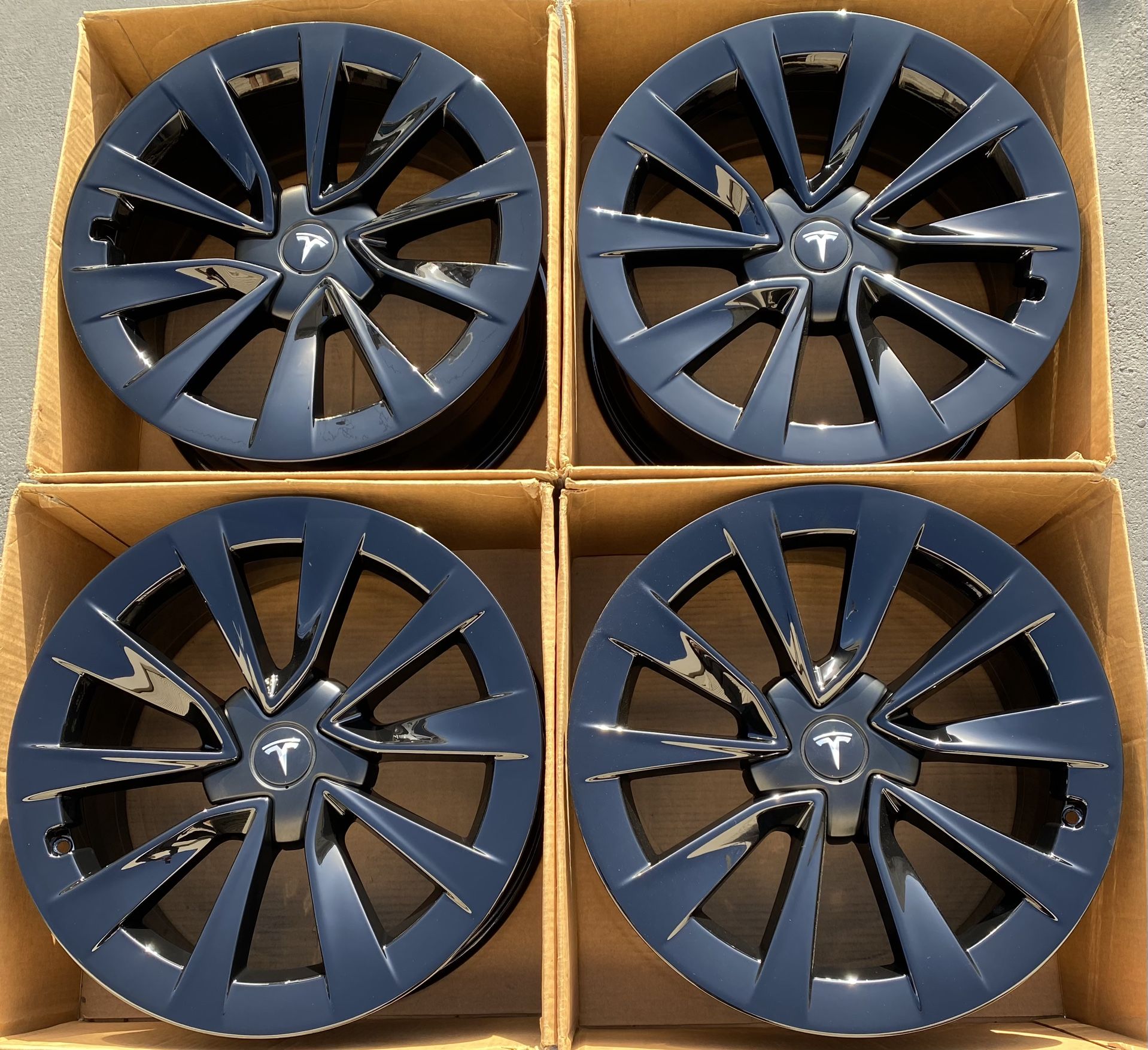 19” Tesla Model 3 Factory Wheels Rims Gloss Black New