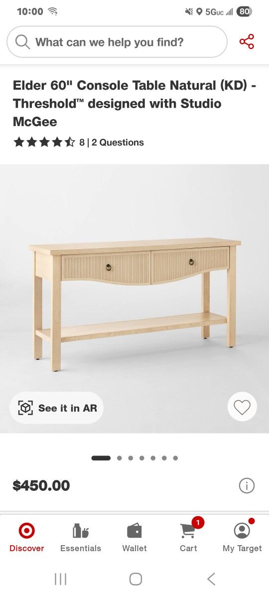 Elder 60" Console Table Natural (KD) - Threshold™ designed with Studio McGee