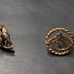 Two Vintage Gold Horse Pins