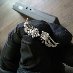 SS925 1ct Moissanite Diamonds Wings Earrings 