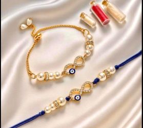 Infinity Evil pearl couple rakhi set