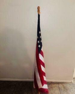 American Flag with Wooden Pole
