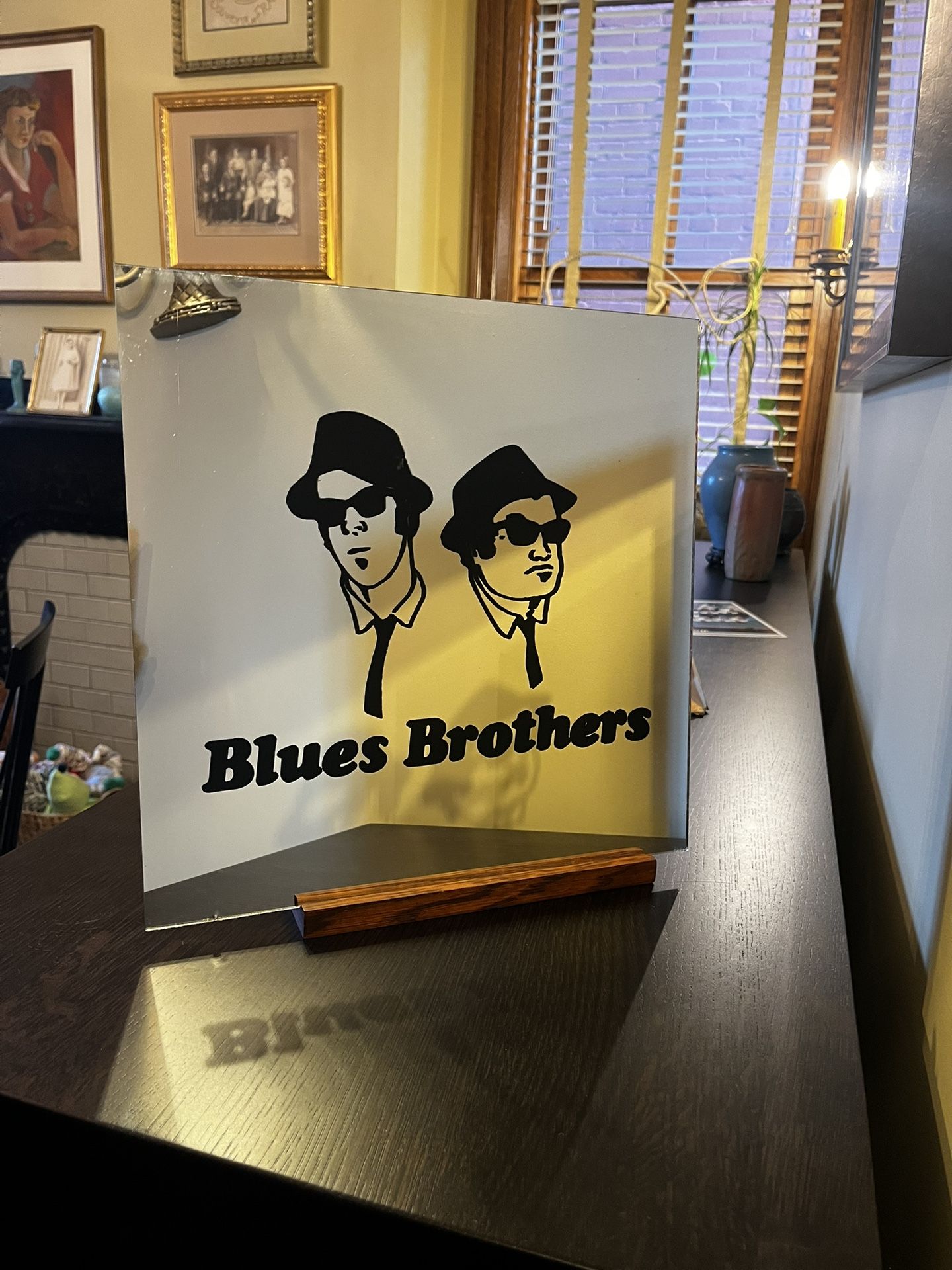 Vintage Blues Brothers Mirror Art Tile Hamilton Indiana 12" x 12"