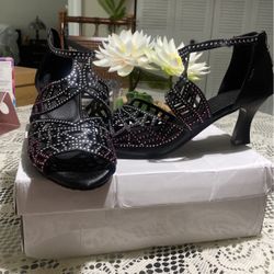 Black Sandals Con Brillos 