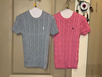 Women's Polo Ralph Lauren Short Sleeve Cable Knit Crewneck Sweaters Size XS