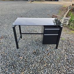 Desk Black Glass 2 Drawer