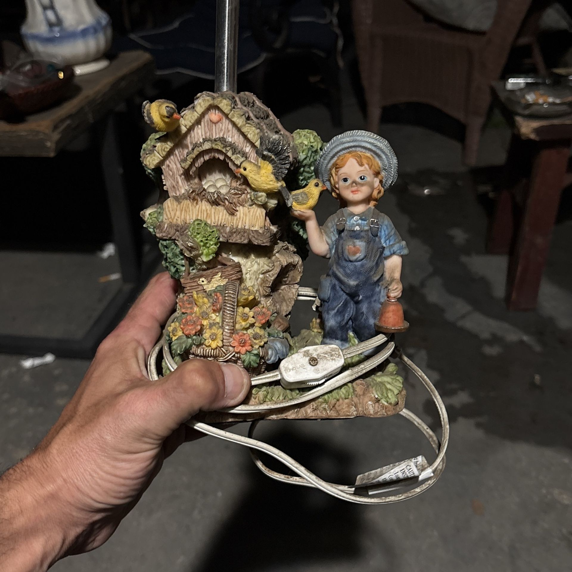 Antique Porcelain Lamp Base No Top Perfect Shape 