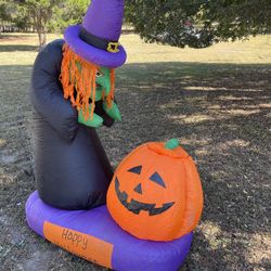 6Ft Witch and Animated Ghost Inflatable 
