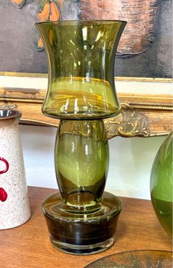 Mid century Riihimäki Lasi dumbbell glass vase
