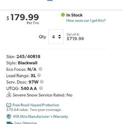 HTR A/S P03 245 40 18 ALMOST NEW TIRES 179.00$ EACH NEW WILL SELL ALL 4 FOR 160$ 90% THREAD ALMOST NEW 