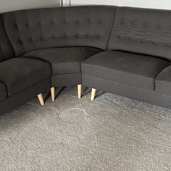 Modern Grey Section Full Size Sofa Couch Gray