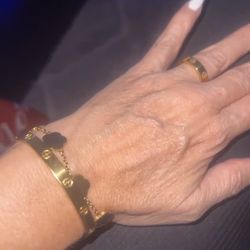 Gold Plated Bracelet And Ring (size 9)