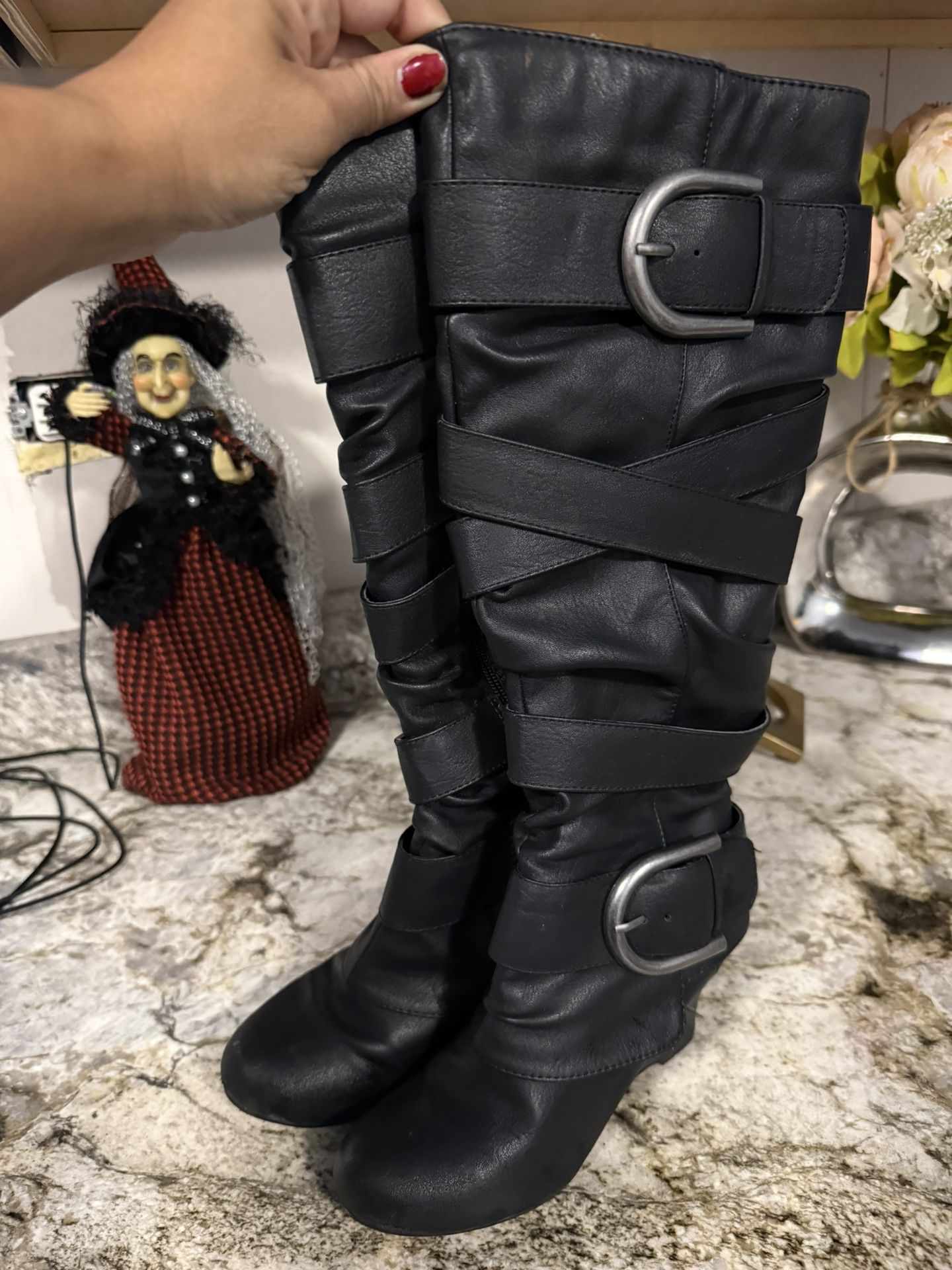 Black Knee High Boots - Size 6 check more pictures