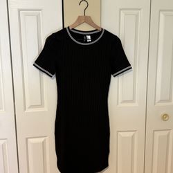 H&M Ribbed Dress, Black/White