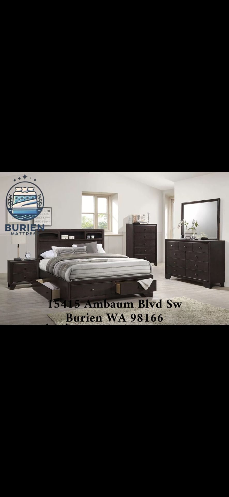 Queen Storage Bed Frame Bed Room Set W/Mattress 