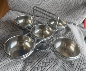 Stainless Steel Condiment Bowl Set with Rack