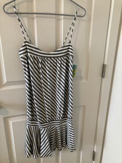 Forever 21 White/Grey Stripes Dress/Top/Tunic