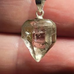 9.45ctw Herkimer Diamond Crystal Pendant Solid 925 Sterling Silver Point Jewelry
