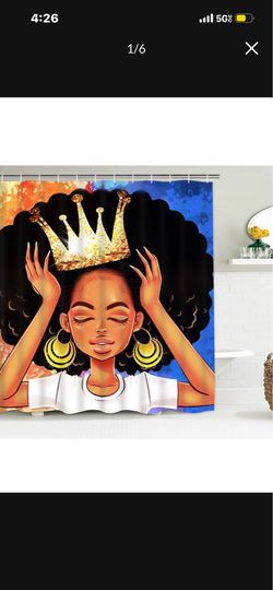 🚿👑 BEAUTIFUL EBONY QUEEN SHOWER CURTAIN SET 👑🚿 ✨ AFRO GIRL BATHROOM DECOR – BRAND NEW! ✨
