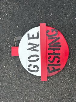 Large Handmade Wooden “Gone Fishing” Bobber Sign