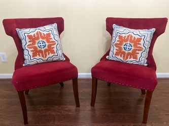 Pier One Faux Velvet Chairs & Pillows