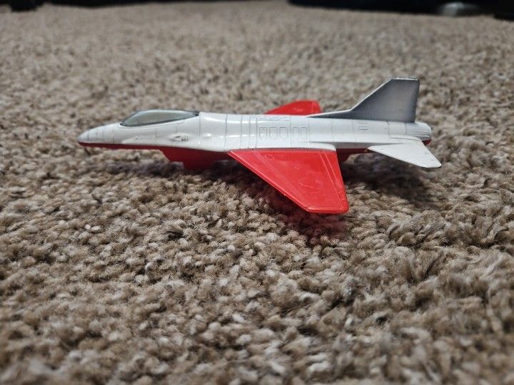 Airplane F16 Red White USAF Military Plane Tootsie toy Vintage Fighter Jet Bomber