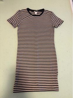 H&M Striped Navy & White Crewneck T-Shirt Dress - Size M
