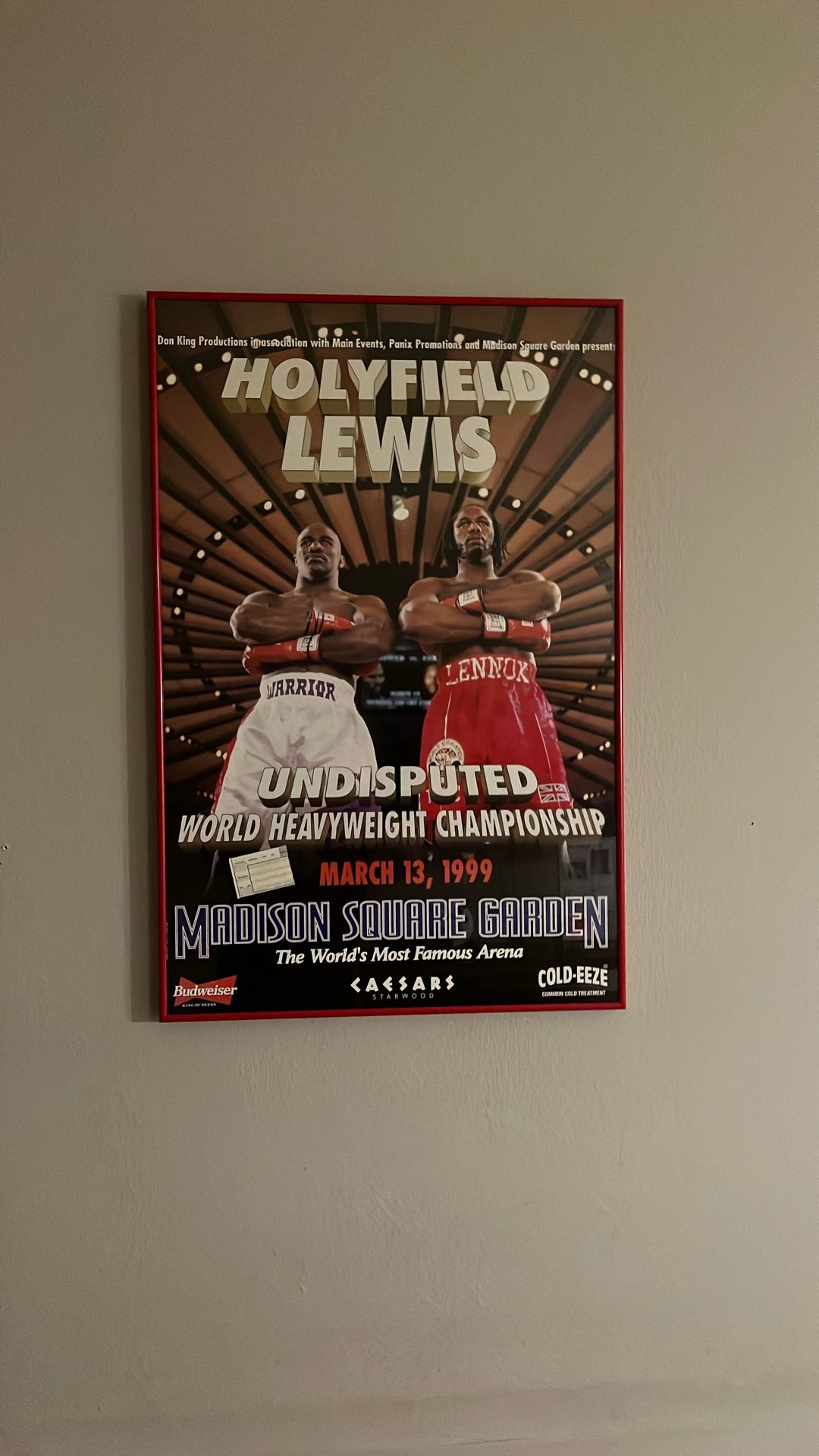 Onsite Poster From 1993 Holyfield Lewis Fight