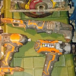 Ridged 18v Tools: Impact Driver, Hammer Drill, Circular Saw  And Multi tool 