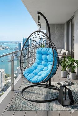 Silla Colgante Columpio con Cojín Turquesa/Beige