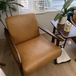 West Elm Leather Accent Chair – Mid Century