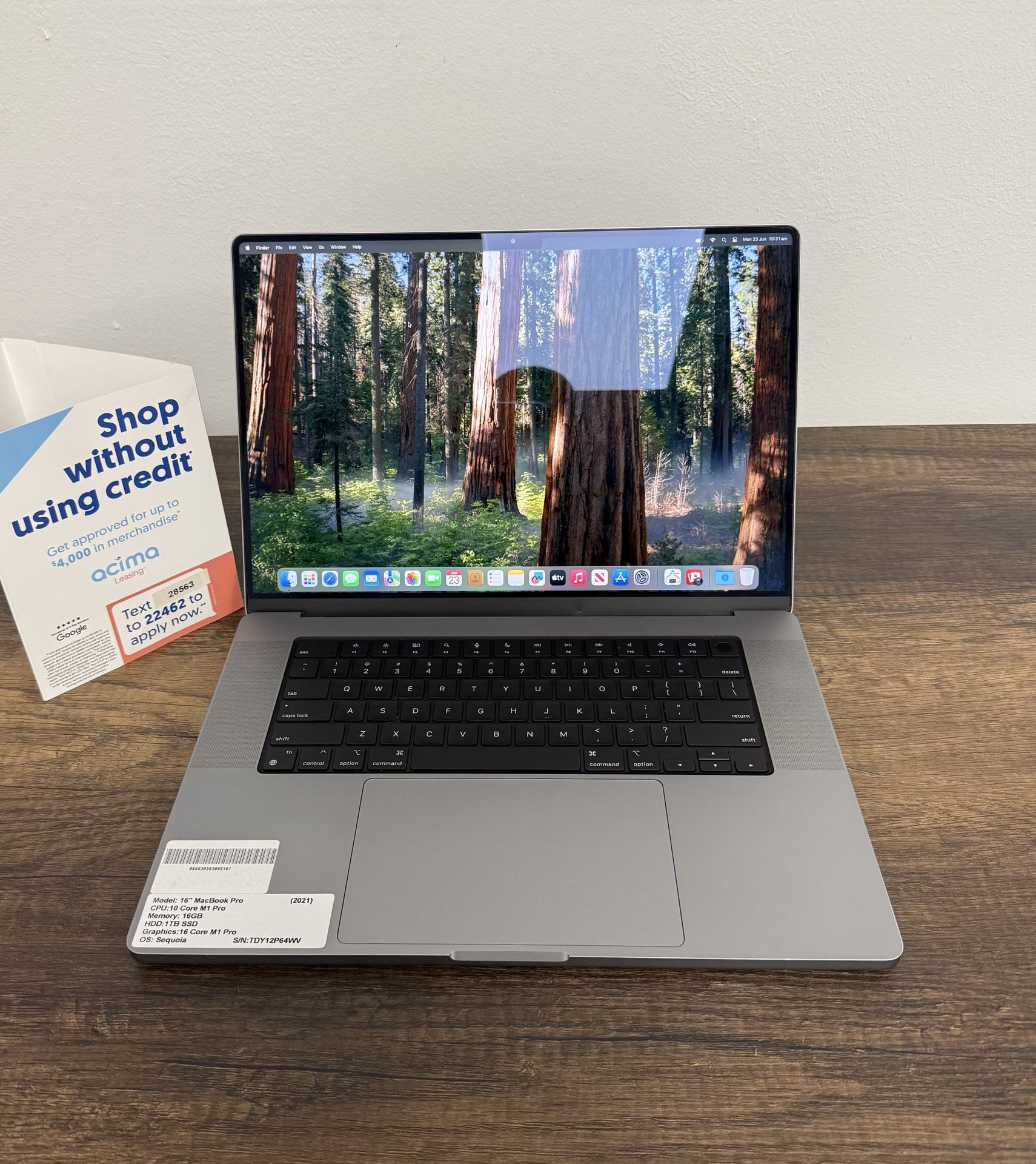 16" MacBook Pro M1 Pro 10 Core*1TB SSD*16GB RAM